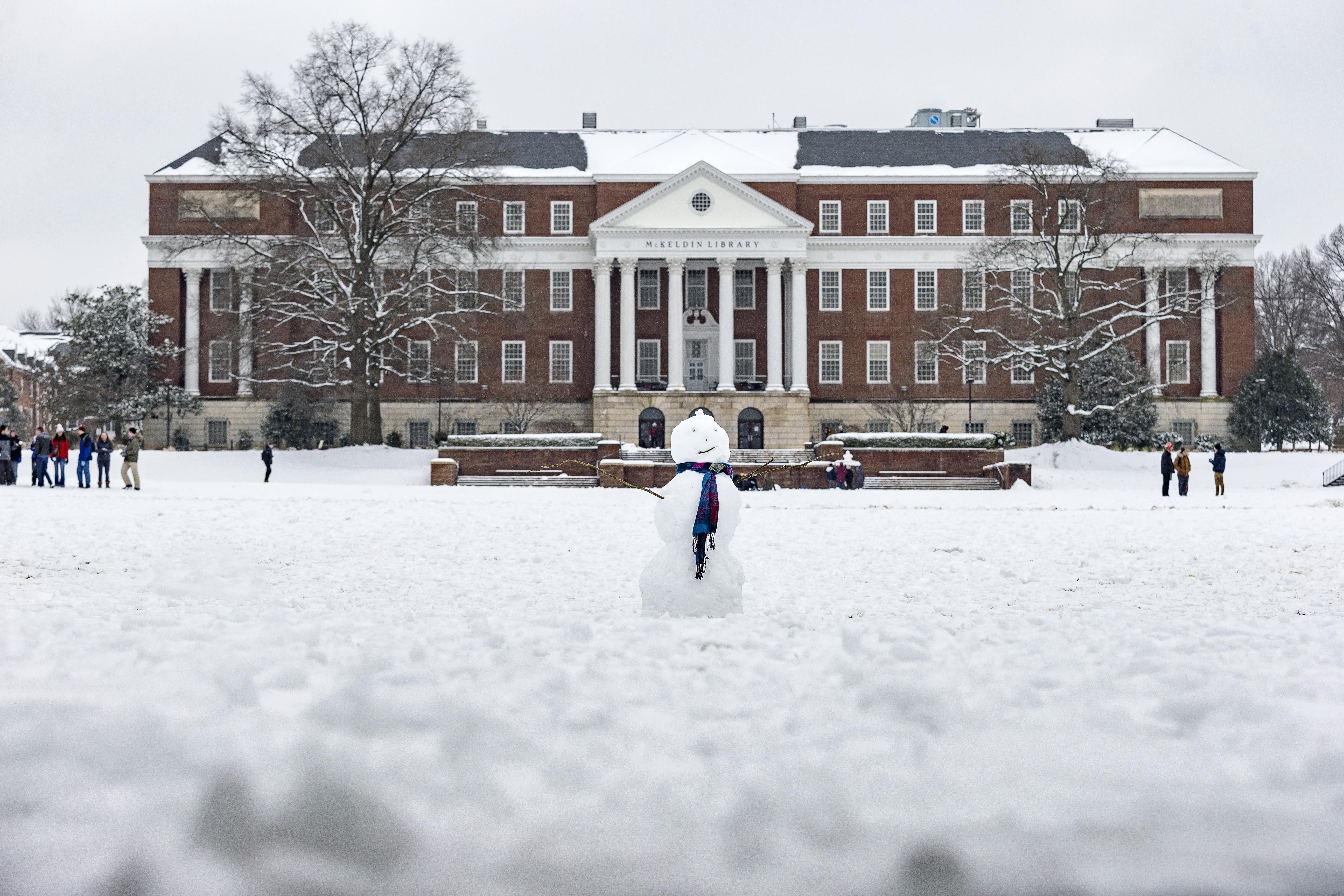 Campus covered in snow